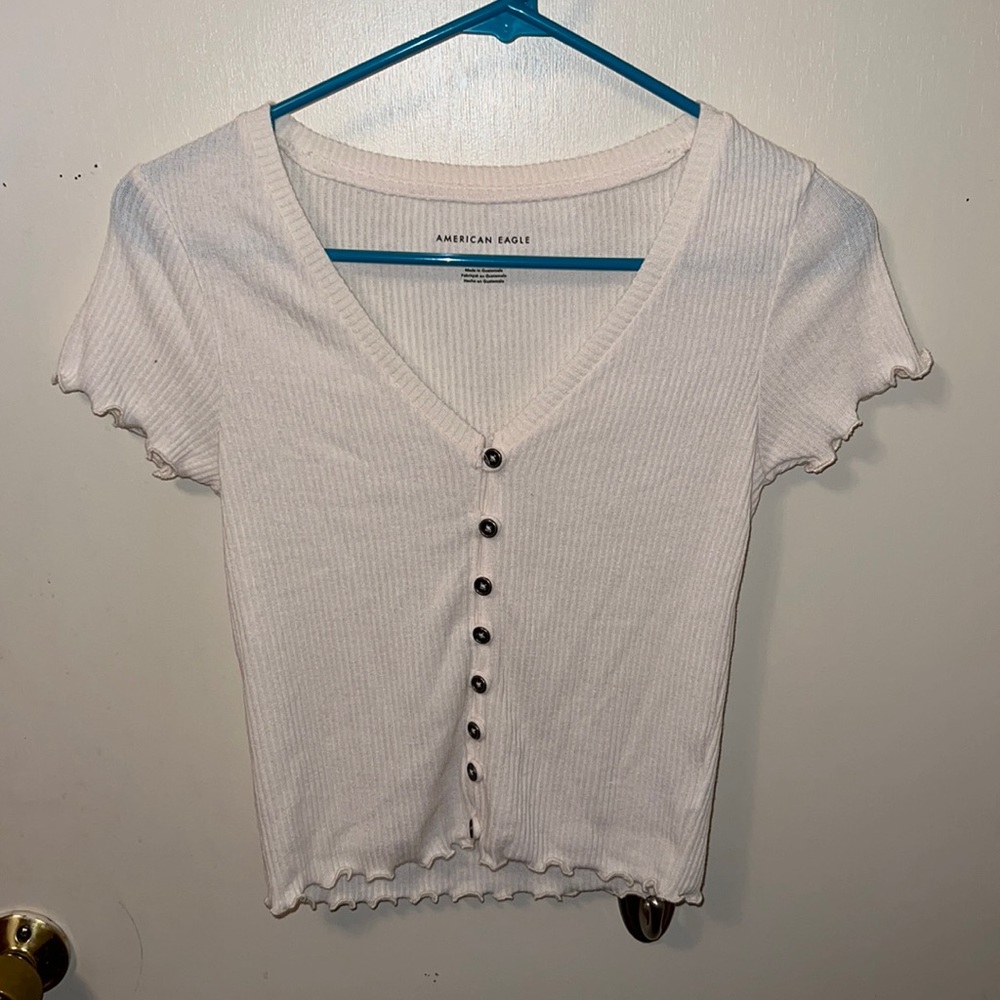 White v-neck shirt